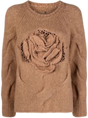 Пуловер на цветя Ermanno Scervino кафяво