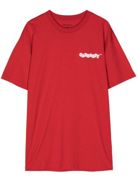 Kokvilnas t-krekls ar apdruku Carhartt Wip sarkans