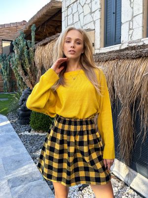 Φούστα mini Trend Alaçatı Stili κίτρινο
