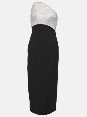 Hedvábné vlněné midi šaty Roland Mouret černé