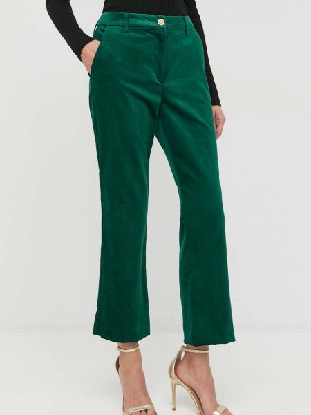 Marella pantaloni femei, culoarea verde, drept, medium waist