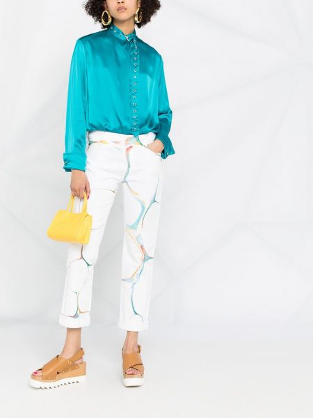 Straight jeans mit print Stella Mccartney weiß