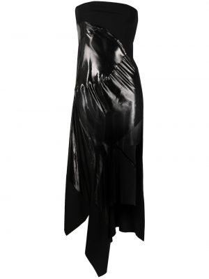 Průsvitné hedvábné koktejlové šaty Mugler - černá