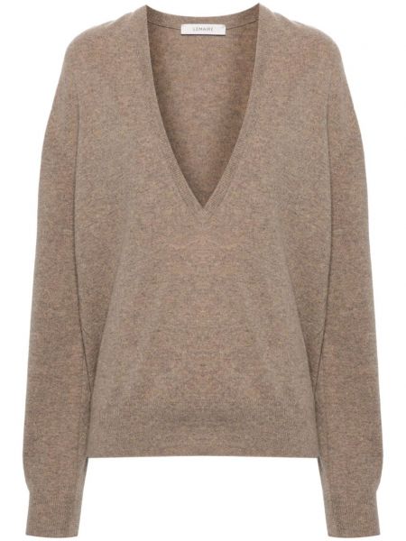 Vlnený sveter s výstrihom do v Lemaire sivá
