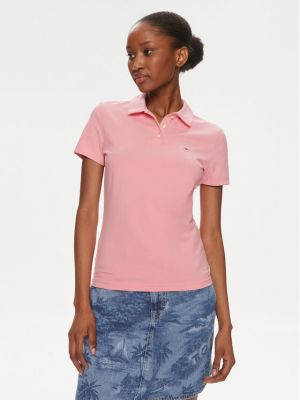 Тениска с копчета slim Tommy Jeans розово