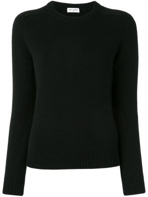 Jersey de tela jersey de cuello redondo Saint Laurent negro