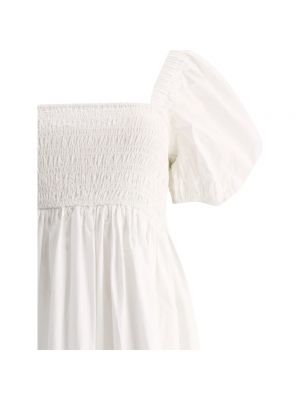 Vestido largo de algodón Ganni blanco