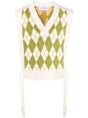 Kockovaná vlnená vesta s vzorom argyle S.s.daley zelená