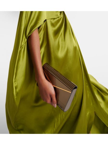 Hedvábné saténové dlouhé šaty Taller Marmo zelené