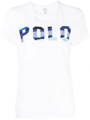 Raštuotas siuvinėtas polo marškinėliai su užtrauktuku Polo Ralph Lauren