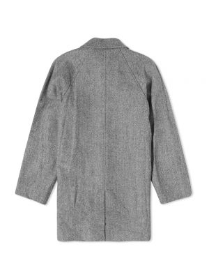 Шерстяное пальто в елочку A.p.c. серое