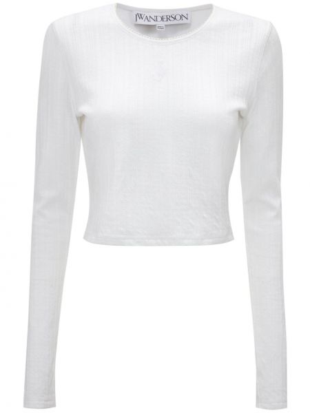 Βαμβακερή μπλούζα ζακάρ Jw Anderson λευκό