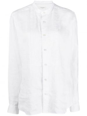 Plisovaná lněná košile Tintoria Mattei bílá