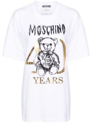 Bavlnené tričko s potlačou Moschino biela
