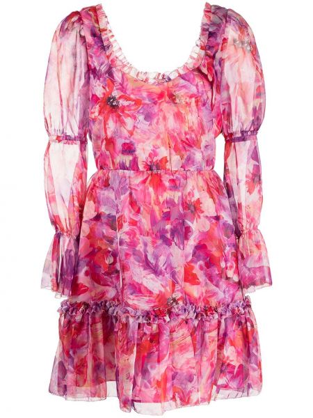 Mini šaty Marchesa Notte, růžová