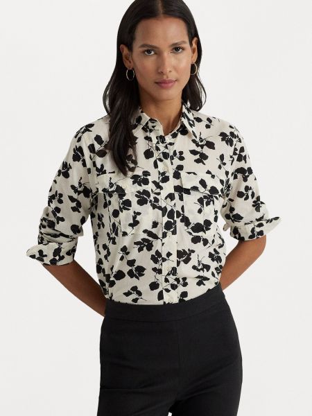 Черная блузка на пуговицах с длинным рукавом Lauren Ralph Lauren