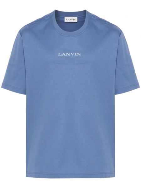 Bombažna majica z vezenjem Lanvin modra