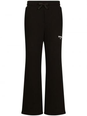 Bavlnené teplákové nohavice s potlačou Dolce & Gabbana čierna