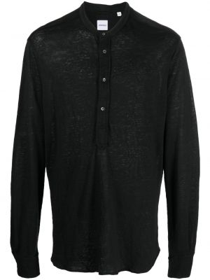 T-shirt en lin avec manches longues Aspesi noir