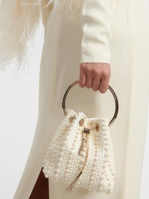 Сатенени шопинг чанта Jimmy Choo бяло