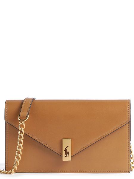 Кожаная сумка через плечо Polo Ralph Lauren коричневая