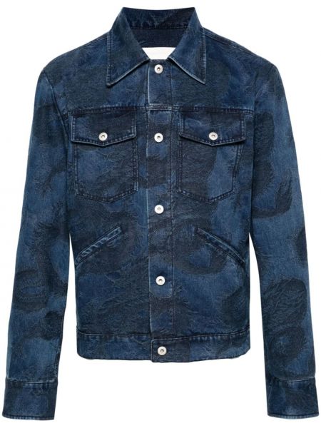Veste en jean à imprimé en jacquard Feng Chen Wang bleu
