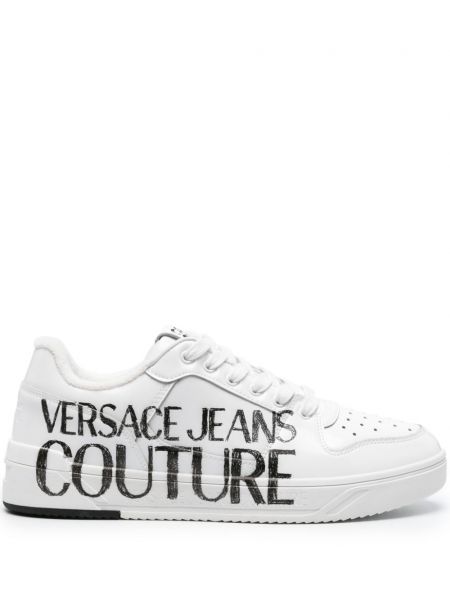 Sneakersy skórzane z nadrukiem Versace Jeans Couture