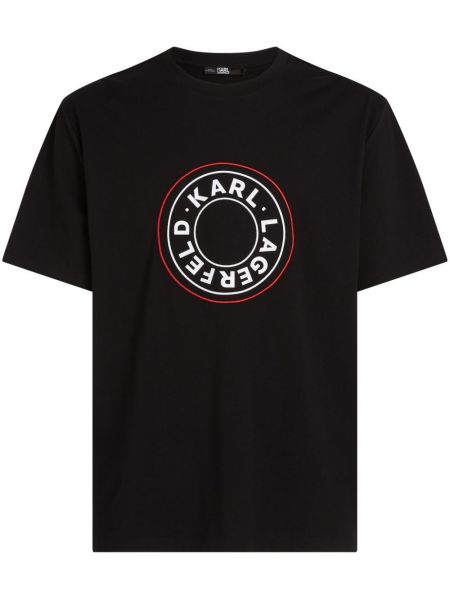 Βαμβακερή μπλούζα Karl Lagerfeld μαύρο