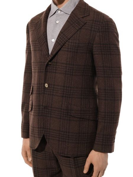 Шелковый шерстяной костюм Brunello Cucinelli коричневый