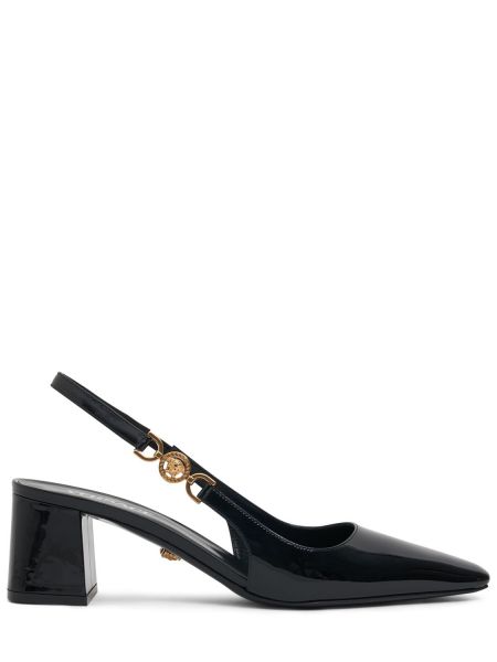 Slingback patent læder læder pumper med stropper Versace sort