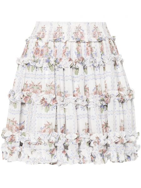 Mini suknja s cvjetnim printom s volanima Needle & Thread bijela
