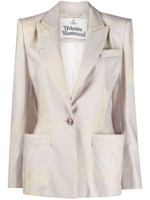 Vlněné sako s potiskem Vivienne Westwood fialové