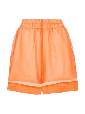Pantaloni scurți de mătase din bumbac Dries Van Noten portocaliu