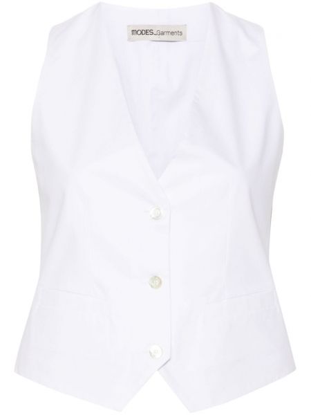 Памучен елек с v-образно деколте Modes Garments бяло