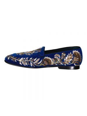 Mocasines de terciopelo‏‏‎ Dolce & Gabbana azul
