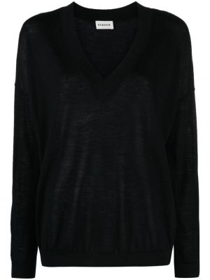 Kašmírový sveter s výstrihom do v P.a.r.o.s.h. čierna