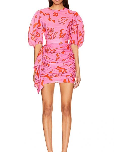 Mini vestido con estampado abstracto Rhode rosa