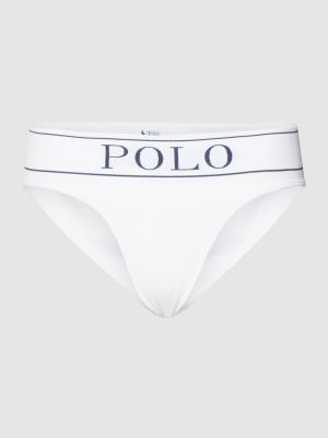 Slipy z nadrukiem Polo Ralph Lauren białe