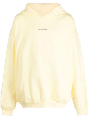 Raštuotas vienspalvis medvilninis džemperis su gobtuvu Monochrome geltona