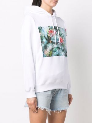 Bluza z kapturem z nadrukiem w abstrakcyjne wzory Kenzo biała
