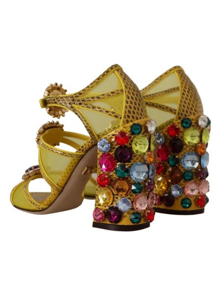 Sandały z kryształkami Dolce And Gabbana żółte