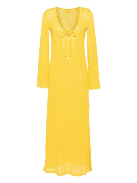 Plážové čipkované rovné šaty Fisico žltá