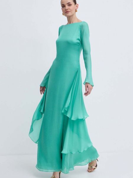 Selyem hosszú ruha Luisa Spagnoli zöld