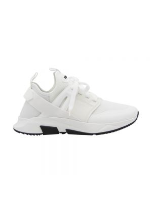 Sneakers in pelle scamosciata in mesh Tom Ford bianco