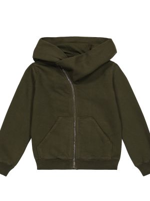 Hoodie i bomull i jersey för pojkar Rick Owens Kids grön