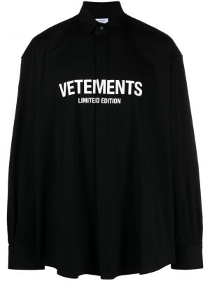 Памучна риза с принт черно Vetements