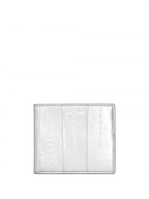 Kožená peněženka Saint Laurent stříbrná