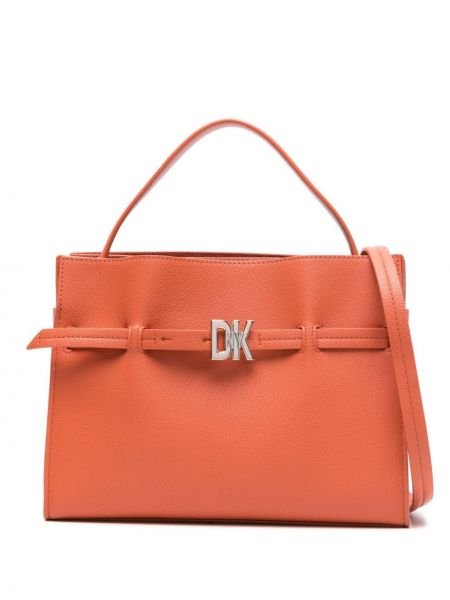 Δερμάτινη τσάντα ώμου Dkny πορτοκαλί