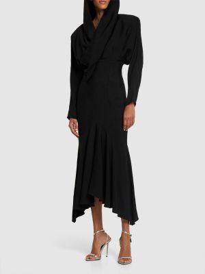 Robe mi-longue à capuche avec manches longues en jersey Alexandre Vauthier noir