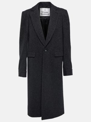 Шерстяное пальто в полоску Vivienne Westwood черное